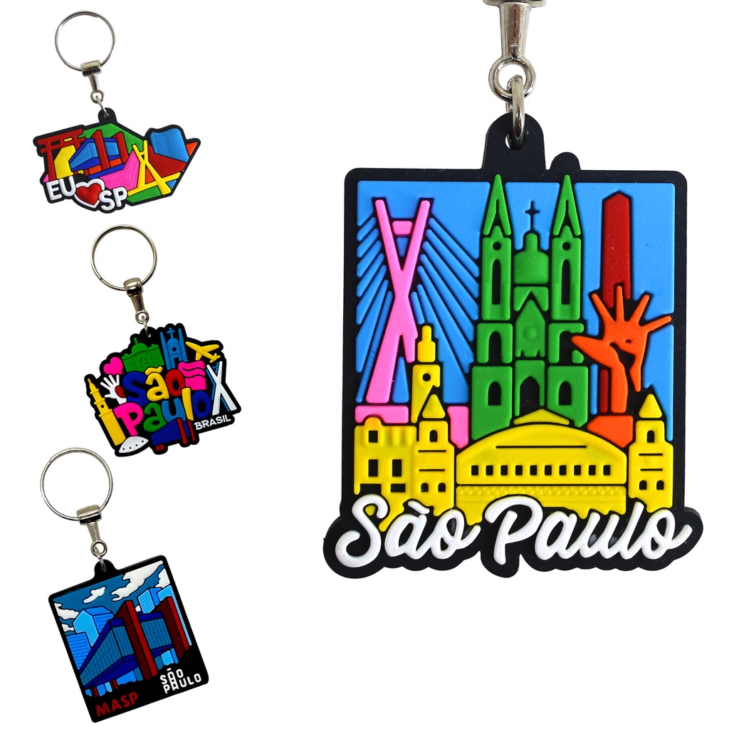 Chaveiro De São Paulo Brasil Emborrachado - Lembrancinhas, Catedral da sé, Masp, Paulista