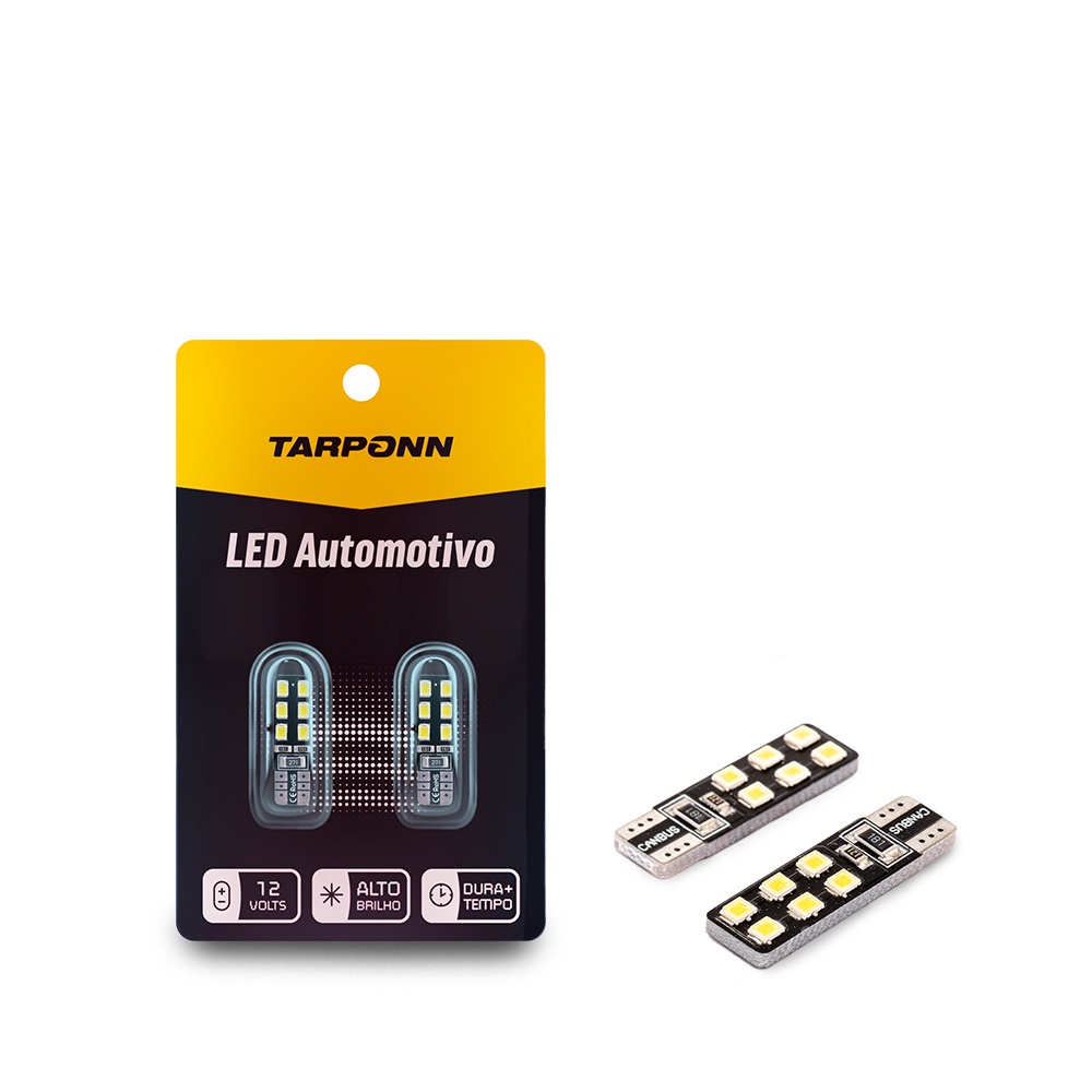 Par Lâmpada Led Canbus Farolete T10 Pingo 12 Leds 3528 em Oferta na Shopee