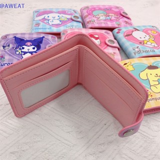 AWEAT Cute Cartoon Kuromi Cinnamoroll Carteira De Couro Dobrada Para Meninas Porta-Cartões De Identificação Moedas Novo