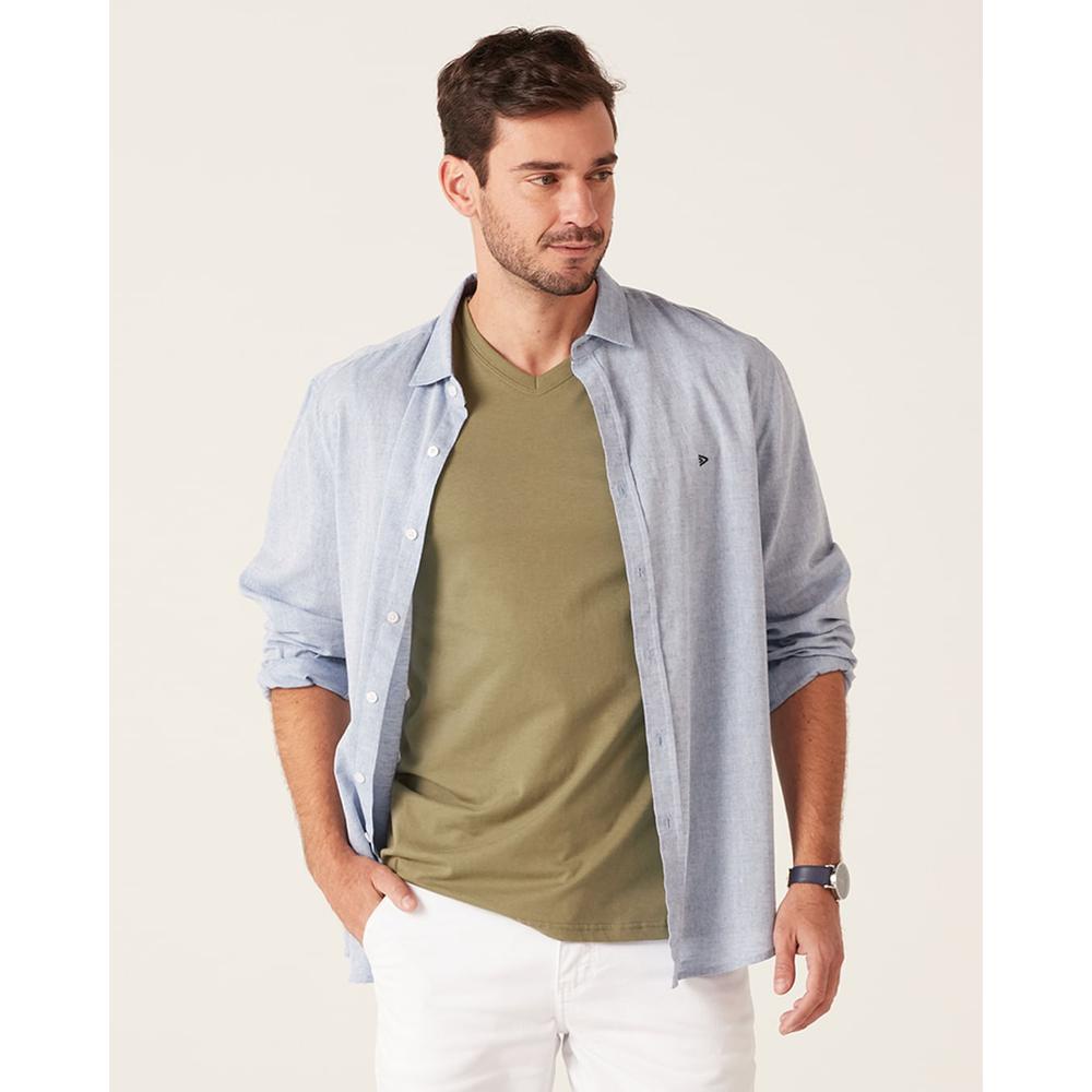 Camiseta Básica Masculina Gola V Em Algodão em Oferta na Shopee