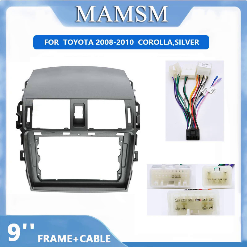 Painel Estéreo 2DIN 9 Polegadas para Toyota Corolla 2008-2012 Painel de Instalação para Rádio, Navegação e DVD