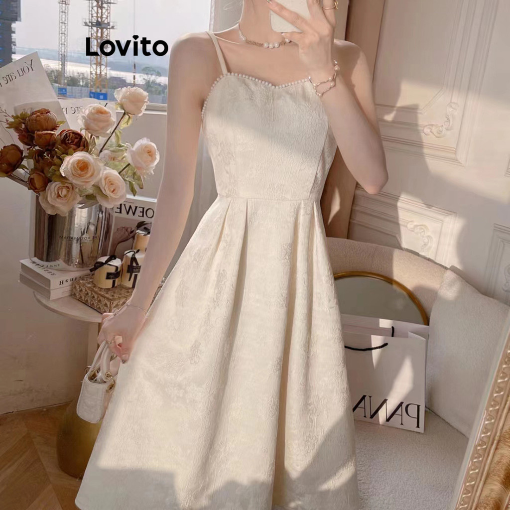 Lovito Elegante Vestido Feminino Liso Drapeado LNE40249 - Women Clothes
