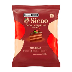 Cacau em Pó 100% - Vermelho (Cor Marrom) Sabor Frutado - 500g - 1 unidade - Sicao - Rizzo