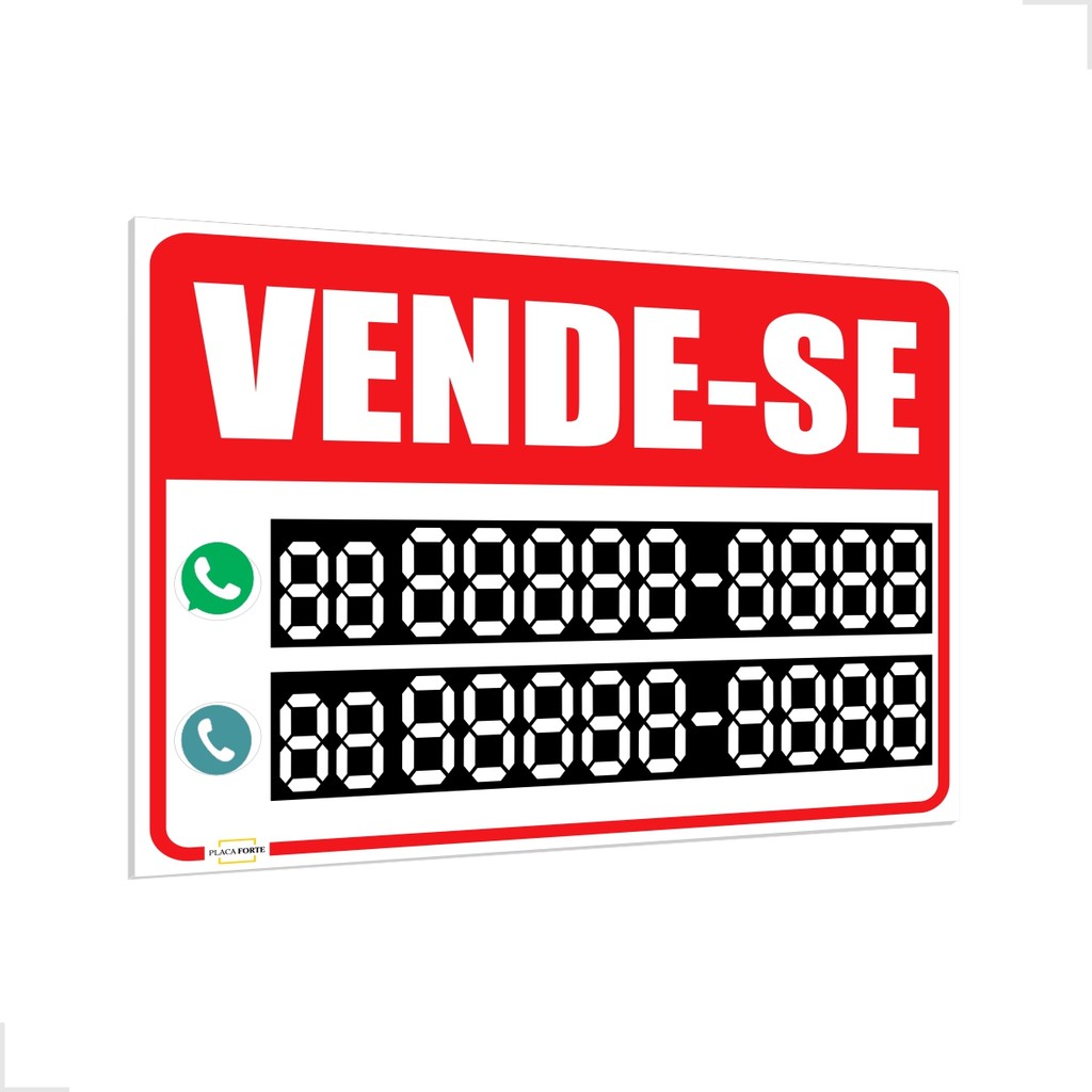 Placa Vende-se Editável Escrever e Apagar Imóvel Terreno Casa Apartamento em PS 2mm Caneta de Brinde