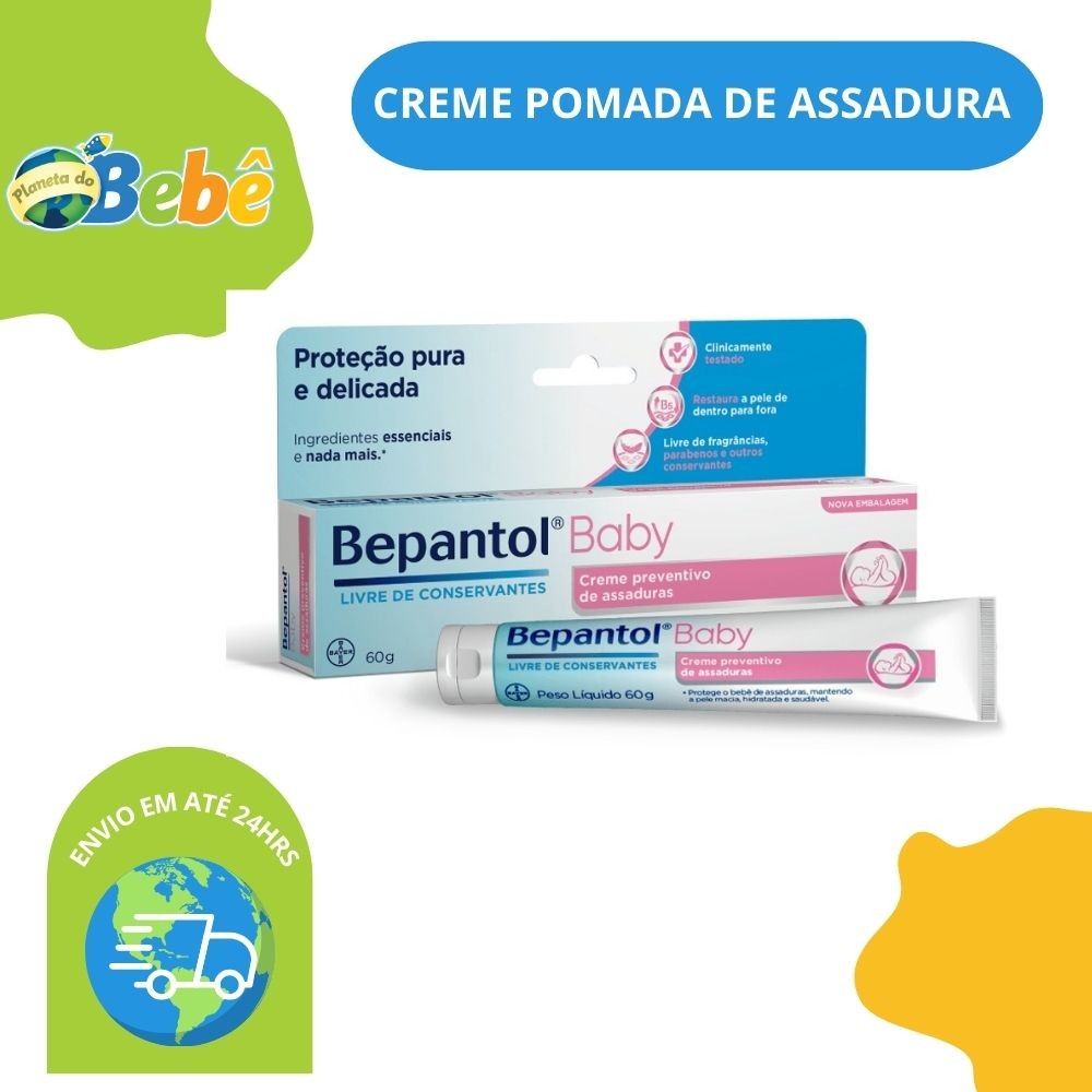 Detalhes do Kit com 2 Cremes Pomada de Assadura 60gr Cada - Bepantol