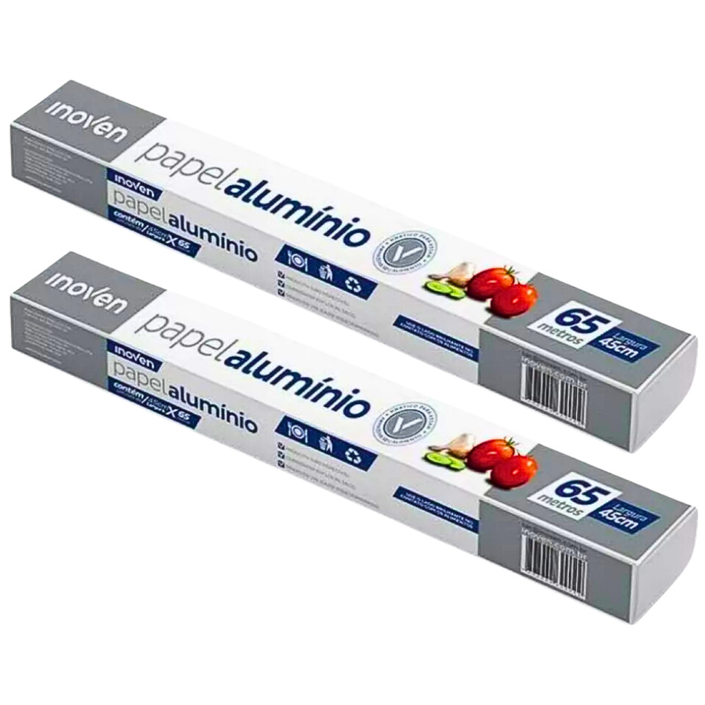 2 Rolo Papel Aluminio 45cm x 65m - Inoven