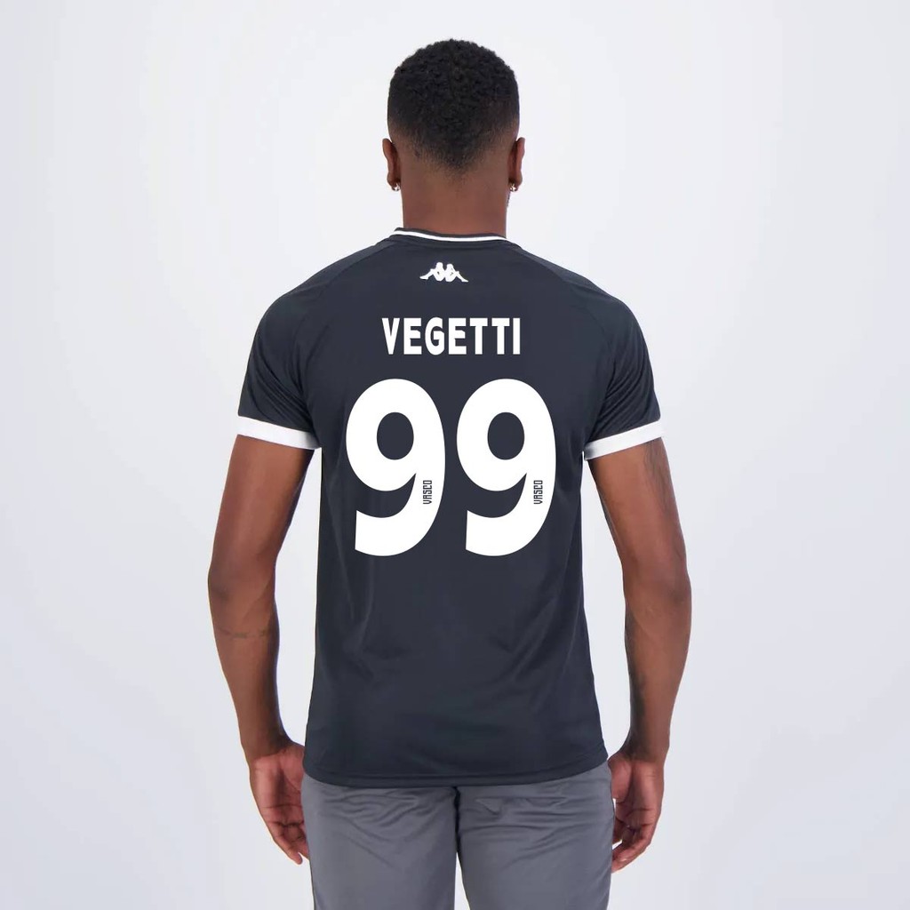 Camisa Kappa Vasco Supporter New Preta e Branca 99 Vegetti