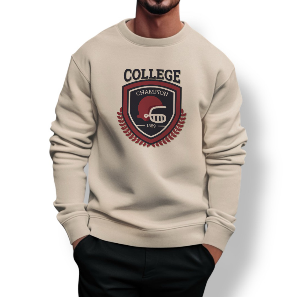 Blusa de Frio Moletom Gola Redonda Unissex em Algodão Tecido Premium College Champion