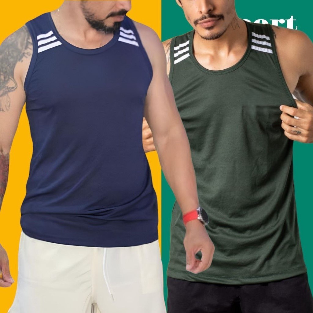 Kit 2 Regatas Masculina Em Malha Esportiva Dri Fit Promoção - (Shopee)