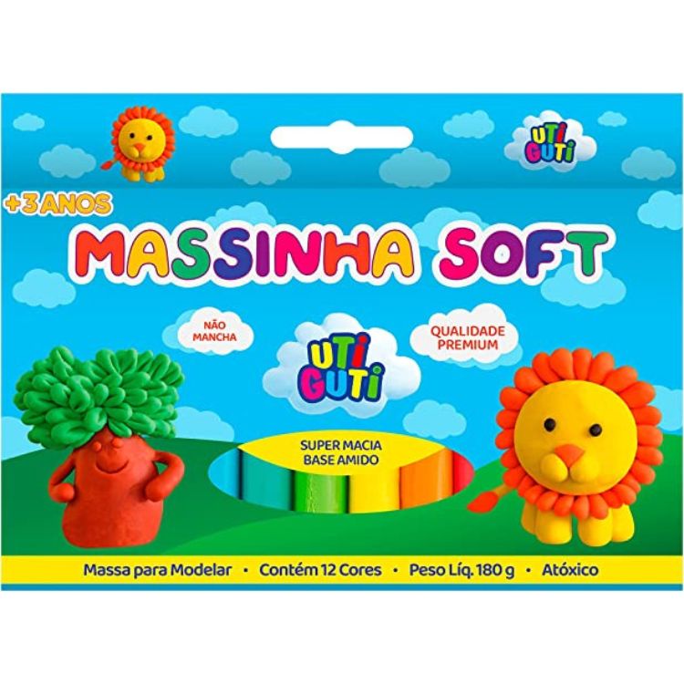 Massinha De Modelar Soft 180g C/12 Cores 025000 UTIGUTI