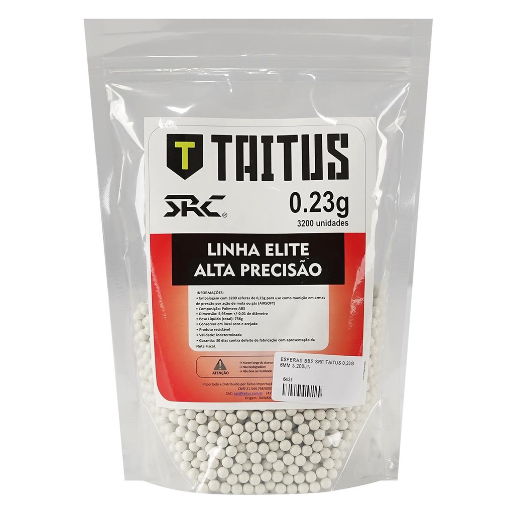 Munição Bolinha Bbs Airsoft 6mm Taitus Src 3200 unidades 0.23gr em Oferta na Shopee