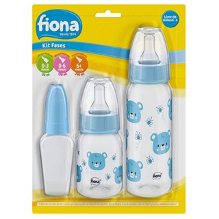 Kit Mamadeiras Bebê Silicone 50/120/240mL Fases 0 a +6M Bico Redondo Ursinho Fiona