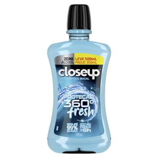 Enxaguante Bucal Closeup Ice Proteção 360° Fresh Zero Álcool Leve 500ml Pague 350ml