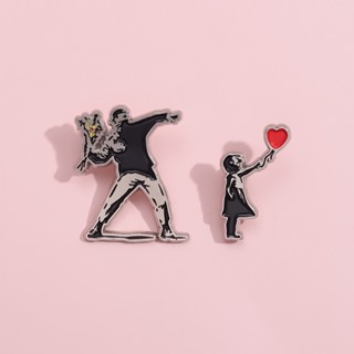 Banksy Art Esmalte Pin Broches De Menina Com Broche De Balão Lapela Crachás Jóias Engraçadas Presente Para Amigos