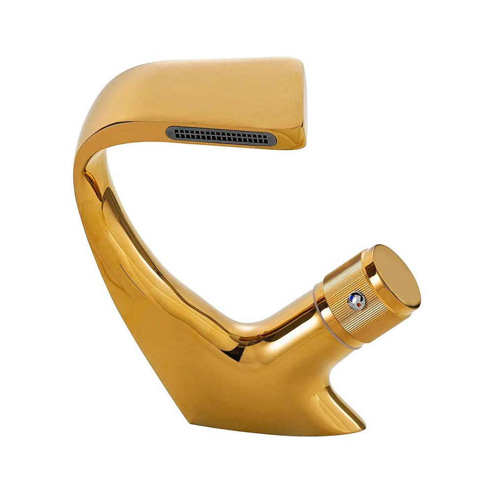Torneira para banheiro cascata Misturador Monocomando Baixa Cairu Pingoo - Dourado - Home & Living