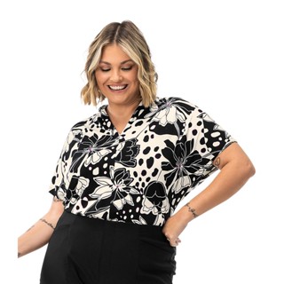 Blusa Feminina Plus Size Em Visco Bali Secret Glam Preto