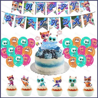YT1 Super Kitties Tema Crianças Decorações Para Festas De Aniversário banner Balões De Bolo topper set supplies TY1