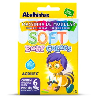Massa de modelar Soft Baby Colors 90g com 6 cores Acrilex