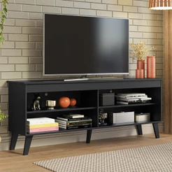 Rack para TV até 65 Polegadas com Pés Preto Turim Madesa