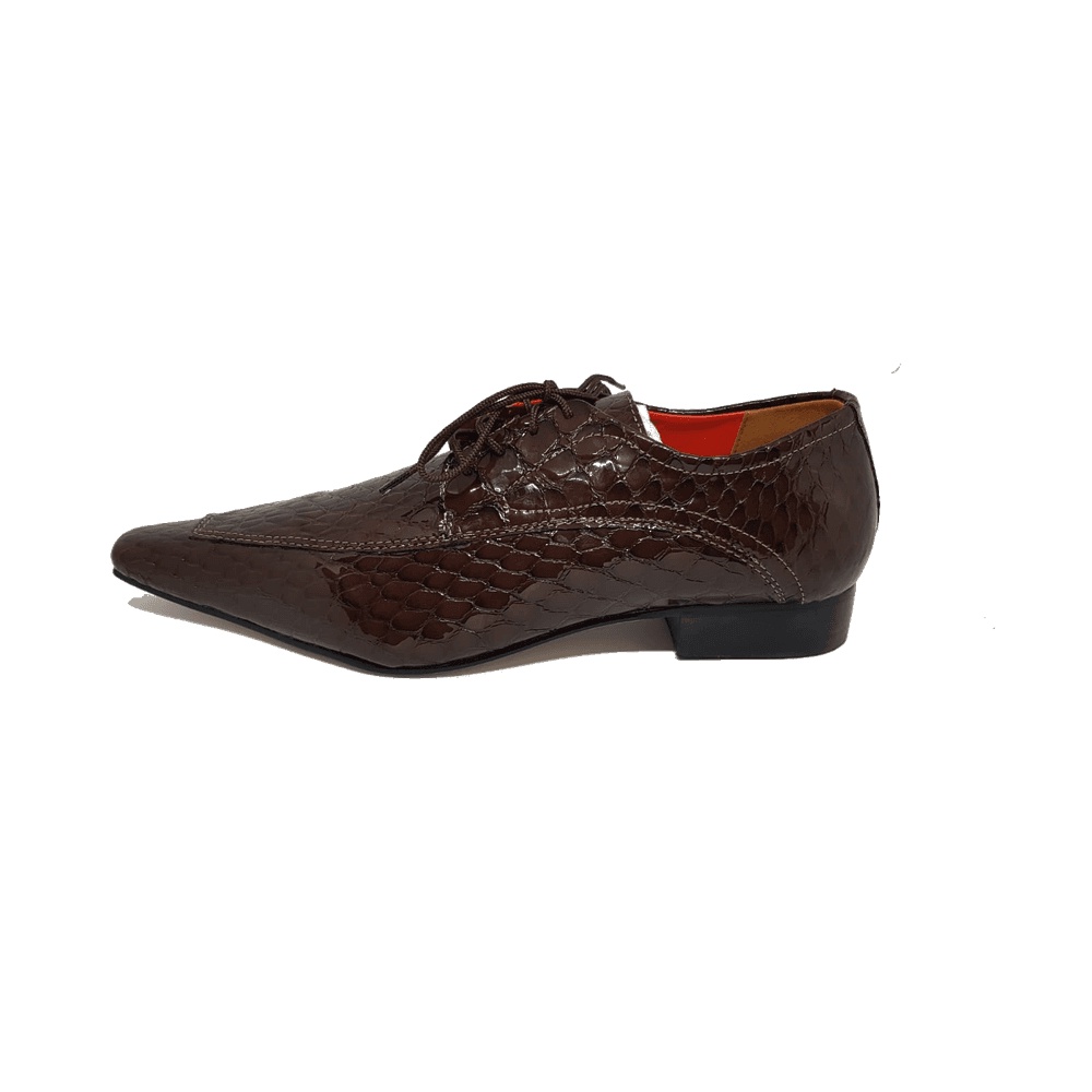 Sapato Masculino Italiano em Couro Social Executivo Marrom Stellantis Bico Fino Ref: 277 Marrom