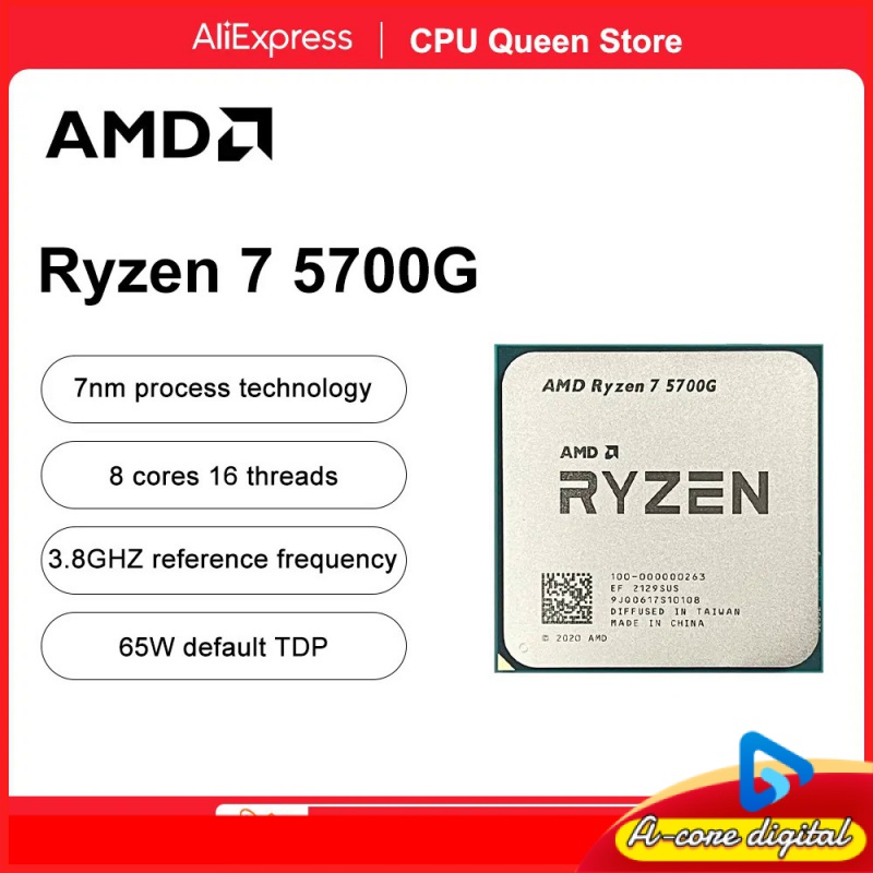 Processador AMD AMD AM4 para jogos AMD Novo Processador Ryzen 7 5700G R7 5700G 3.8GHz 8 Core 16 Thread CPU 7NM L3 = 16M 100-0000000263