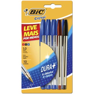 Caneta esferográfica Cristal az/vm/pt com 10 unidades 971076 Bic