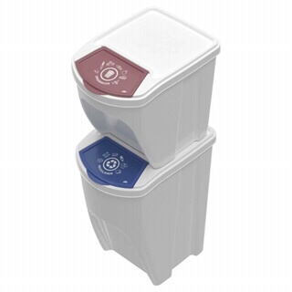 2 Lixeiras para Coleta Seletiva Empilháveis Branca Plasútil em Oferta na Shopee