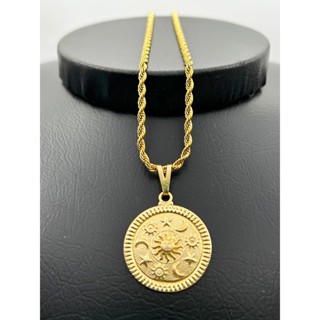 Corrente Feminina/corrente Torcida Banhada A Ouro Masculina Com Pingente De Sol, Lua E Estrela