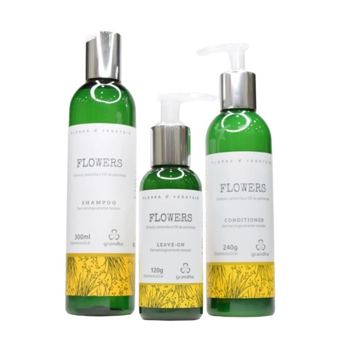 Kit Grandha Flowers Couro Cabeludo Sensível Finos e Delicados Shampoo Tonico capilar e Condicionador em Oferta na Shopee