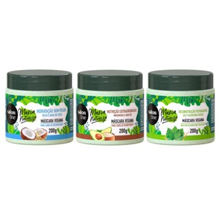 3 Máscaras Maria Natureza para Hidratação, Nutrição e Reconstrução Salon Line