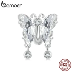 Bamoer 925 Sterling Sliver Charme De Fita Brilhante Borboletas Cintilantes Acessórios Para Pulseira