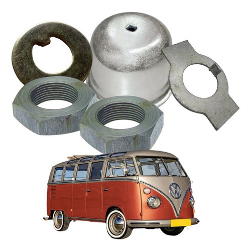 Kit Calota Arruela Trava Porca Manga Eixo Esquerdo Kombi /82