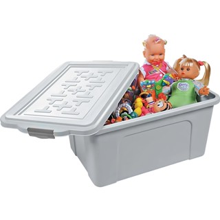 Kit 2 Caixas Organizadoras Multiuso Container 70 Litros Branco Organização Quarto Sala Cozinha Branca ou Preta