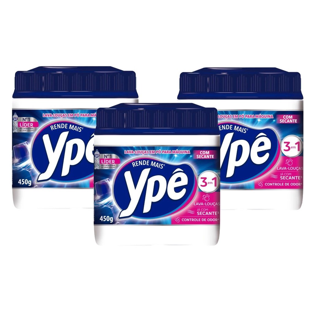 3 Detergente Maquina De Lava Louças Ypê Pó 18 Lavagens 450g em Oferta na Shopee