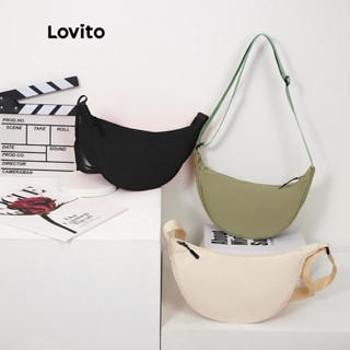 Lovito Plaia Casual Minimalista Hobo Meio Bolsa De Ombro Lua L41BA16 (Branco / Verde / Preto)