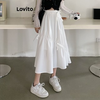Lovito Casual Saia Básica para Mulheres LNE20099 (Branco)