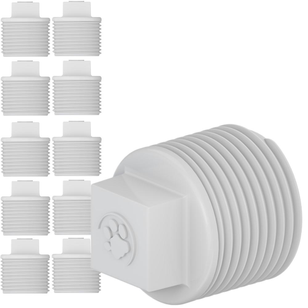 Kit 10 Plug Tampão Roscável Rosca Macho Conexão PVC Branco Canos Água Fria De 1” Polegada 32mm Tigre