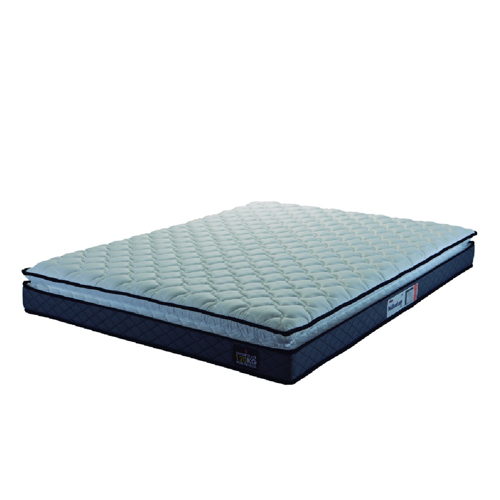 Colchão Casal Espuma D33 Pillow Top Millenium 138x188x19cm Cinza/Branco Hellen - Suporta até 120kg p em Oferta na Shopee