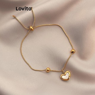 Lovito Pulseira De Luxo Leve Ajustável Em Formato De Coração Elegante Para Mulheres LFA08582 (Ouro)