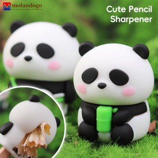 MOLANDOGO Cute Panda Hamburger Afiador De Lápis Kawaii Papelaria Silicone Cortador Manual De Furo Único Kids Material Escolar De Natal M3X7