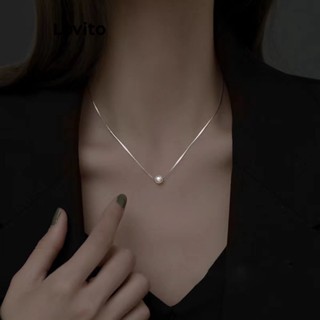 Lovito Colares Franceses Elegantes de Luxo com Pérolas para Mulheres LFA08545 (Branco)