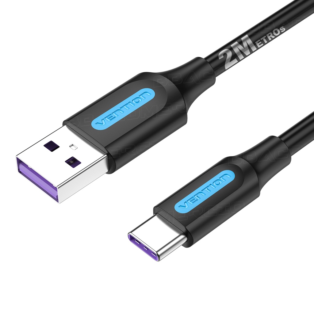 Cabo Carregador Usb-A Para Tipo-C Turbo 5A Rápido Vention 2m