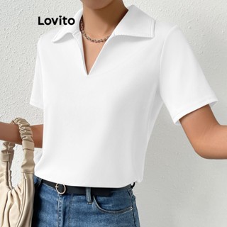 Lovito Camiseta Básica Simples para Mulheres LBL06078 (Branco)