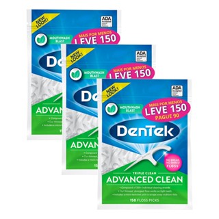 Kit Fio Dental Dentek Floss Picks Triple Clean Advanced Clean 270 unidades