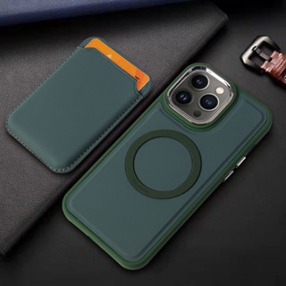 Estojo De Proteção De Pele Magnética Com Cartão Magnético Para Iphone 14 13 12 11 Pro Max Plating Lens Ring 14Plus