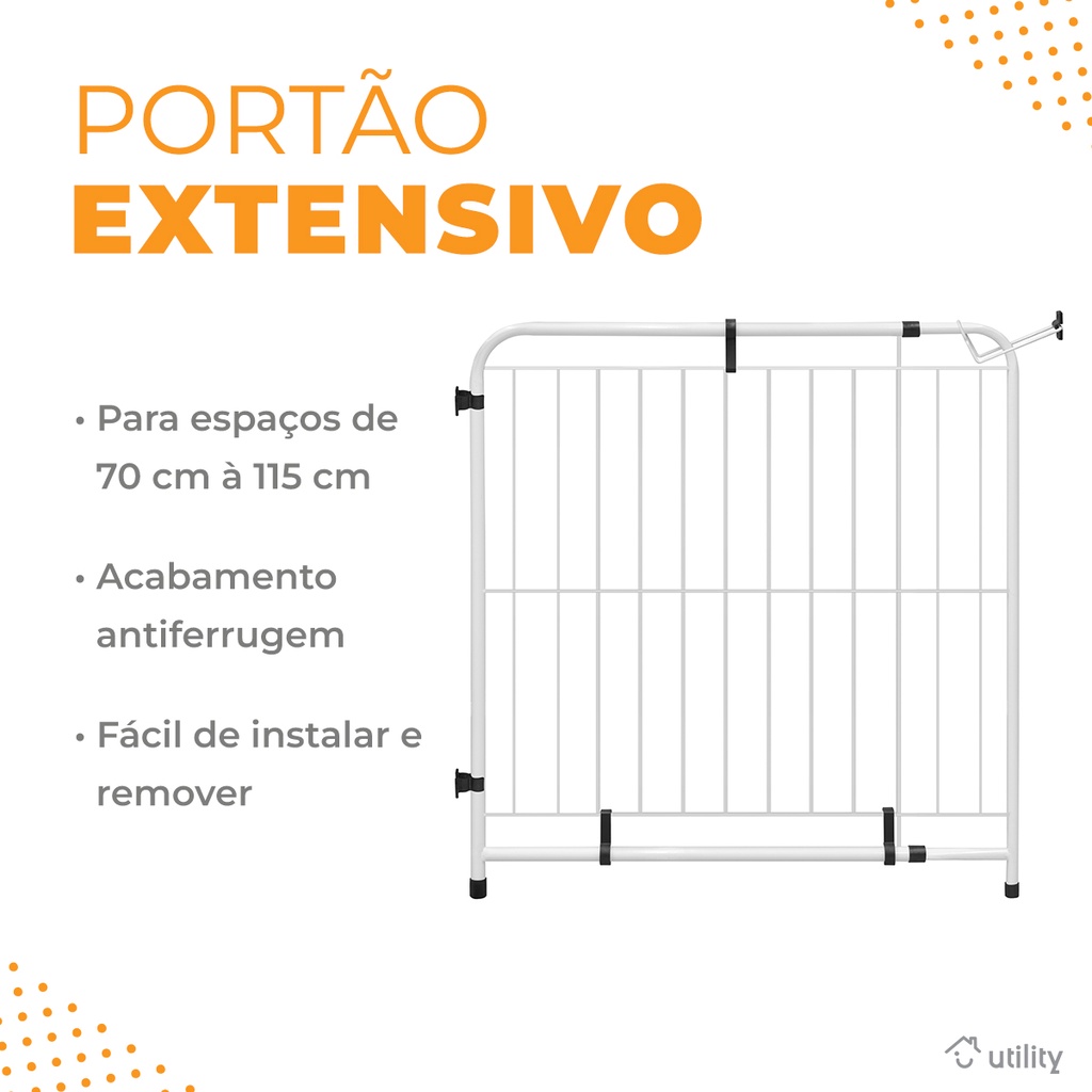 Portão Pet Cães Cachorro Bebê Extensivo 70 Até 115 Cm — imagem 2 de 2