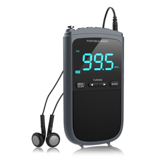 Rádio Digital Portátil AM FM Estéreo Pessoal De Bolso Recarregável Com Fone De Ouvido Relógio Despertador Para Transmissão De Tempo Ao Ar Livre