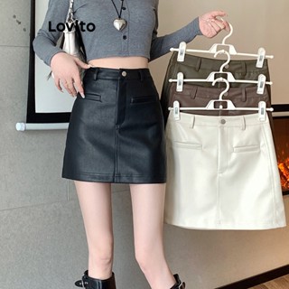 Lovito Saias Casuais Com Bolso Liso Para Mulheres LNA42189