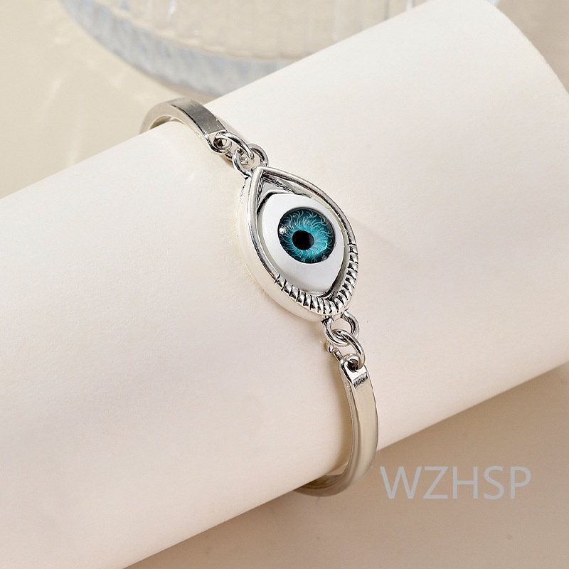 Pulseira Única Do Olho Diabo Com Azul Acrílico-Declaração De Moda De Captura Ajustável