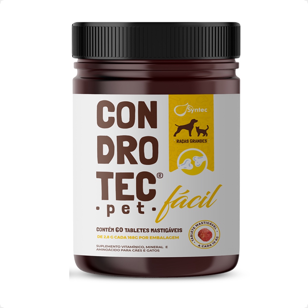Condrotec Pet Fácil 168g Syntec para Cães e Gatos Raças Grandes - 60 Tabletes